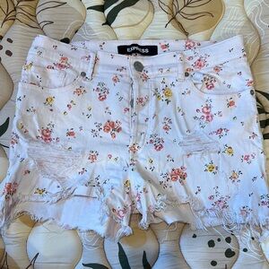 Express Midi Vintage High-Rise Women's Shorts - Floral Light Pink